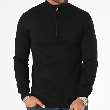 Frilivin - Set Of 2 Black White Zip Neck Sweaters