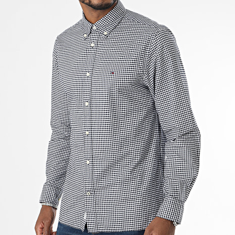 392910 Tommy Hilfiger - Negro Blanco Oxford Gingham Camisa de Manga Larga - Ryses