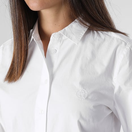 white tommy hilfiger dress shirt Tommy Hilfiger linen blend shirt in white