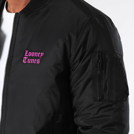 Looney Tunes - Angry Taz Back Bomber Jacket Negro Rosa
