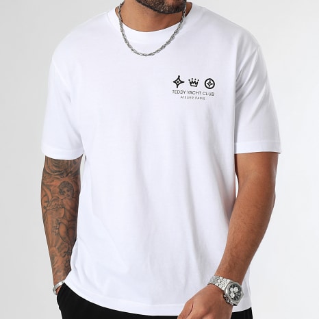 Teddy Yacht Club - Camiseta Oversize Large Atelier Paris Blanco Negro