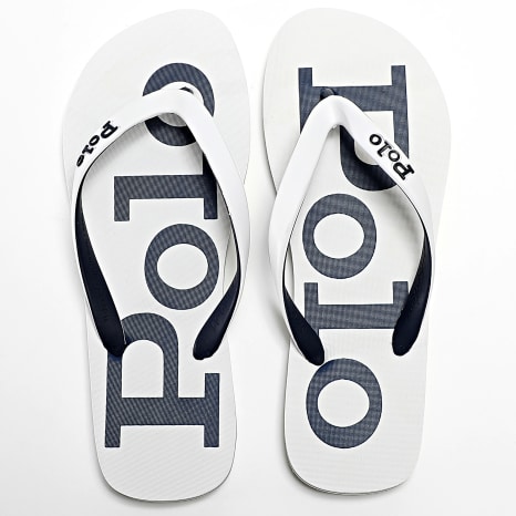 Polo Ralph Lauren - Bolt White Navy Teenslippers