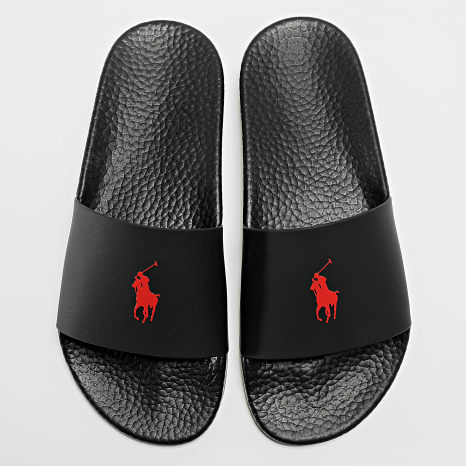 Polo Ralph Lauren - Polo Slide Sandals Black Red - Ryses