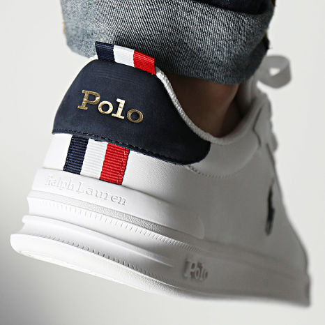 Polo Ralph Lauren - Zapatillas Heritage Court II Blanco Azul Marino Rojo