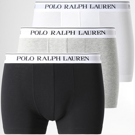Polo Ralph Lauren - Lot De 3 Boxers Gris Chiné Noir Blanc