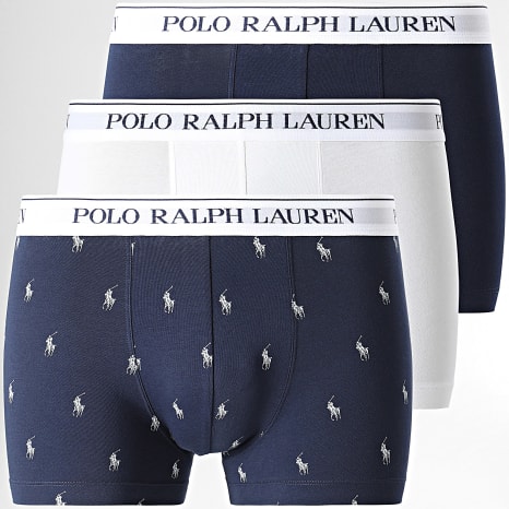 Polo Ralph Lauren - Lot De 3 Boxers Blanc Bleu Marine