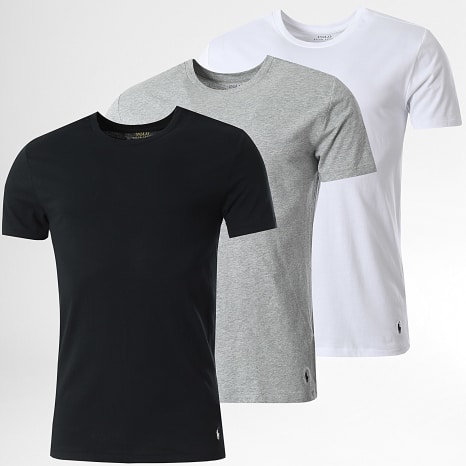 Polo Ralph Lauren - Lot De 3 Tee Shirts Original Player Blanc Gris Chiné Noir