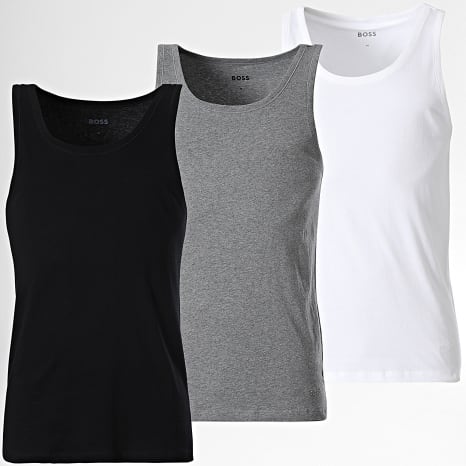 BOSS - Lot De 3 Débardeurs 50475278 Noir Blanc Gris Chiné