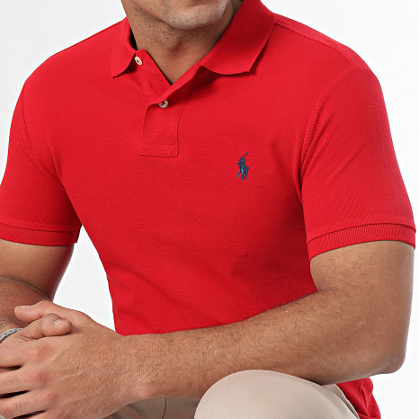 Polo Ralph Lauren - Polo Manches Courtes Slim Coton Piqué Original Player Rouge