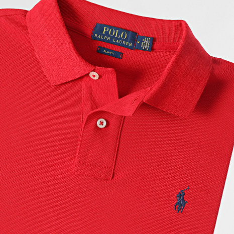Polo Ralph Lauren - Polo Manches Courtes Slim Coton Piqué Original Player Rouge