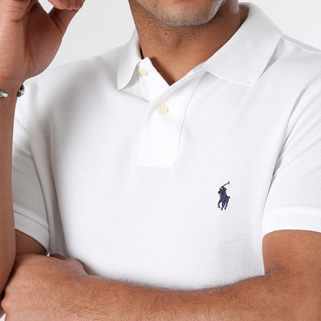 Polo Ralph Lauren - Polo Manches Courtes Slim Coton Piqué Original Player Blanc