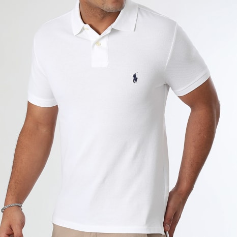 Polo Ralph Lauren - Polo Manches Courtes Slim Coton Piqué Original Player Blanc
