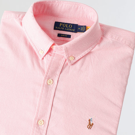 Polo Ralph Lauren - Camisa Oxford ajustada de manga larga rosa