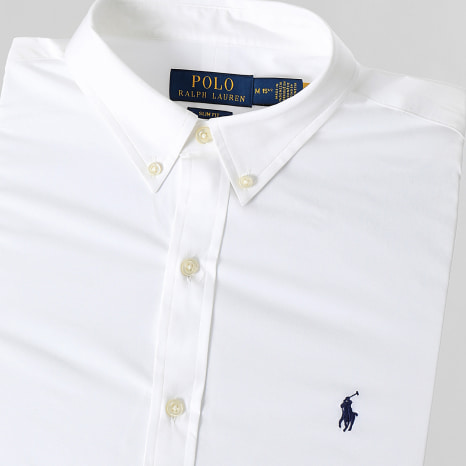 Polo Ralph Lauren - Slim Camisa Manga Larga Original Player Blanco