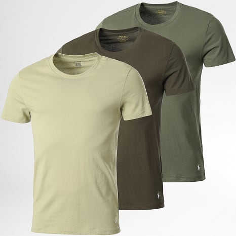 Polo Ralph Lauren - Lot De 3 Tee Shirts Original Player Vert Kaki Marron