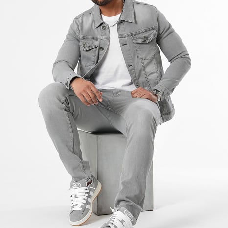 LBO - Ensemble Veste Jean Et Jean Regular Fit 3265 Denim Gris Clair