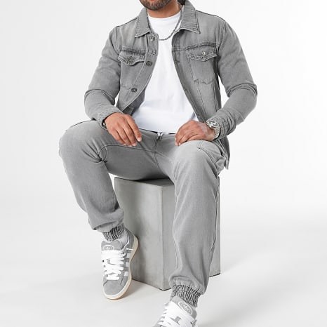 LBO - Conjunto Chaqueta Vaquero Y Pantalón Jogger Fit 3267 Denim Gris Claro