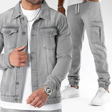 LBO - Conjunto Chaqueta Vaquero Y Pantalón Jogger Fit 3267 Denim Gris Claro