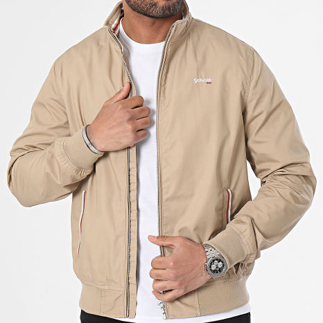 Schott NYC - Kenton Beige Slim Fit Zip Jacket - Ryses