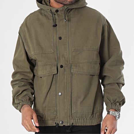 Classic Series - Veste Jean Zippée Capuche Vert Kaki