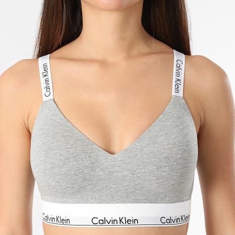 Calvin Klein - Sujetador forrado ligero para mujer QF7060E Heather Grey