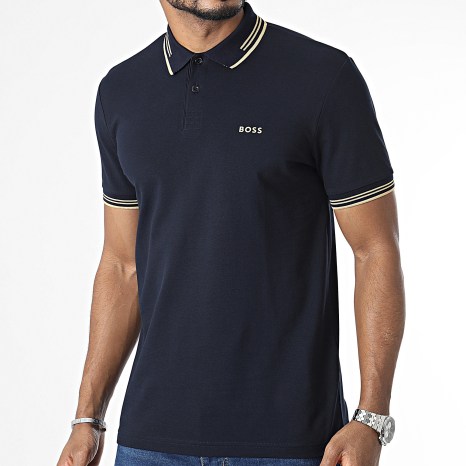 BOSS - Polo Manches Courtes Paul 50506193 Bleu Marine Doré
