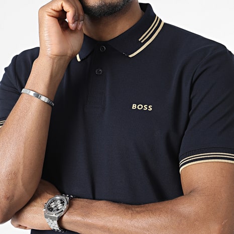 BOSS - Polo Manches Courtes Paul 50506193 Bleu Marine Doré