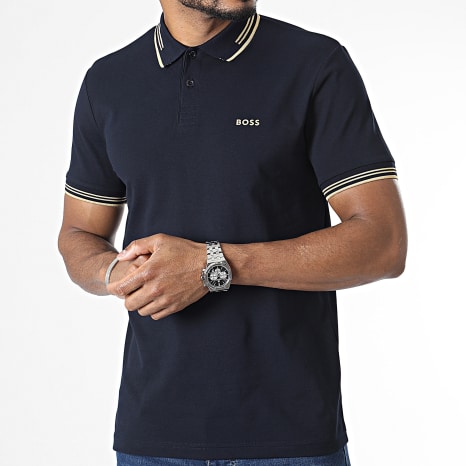 BOSS - Polo Manches Courtes Paul 50506193 Bleu Marine Doré