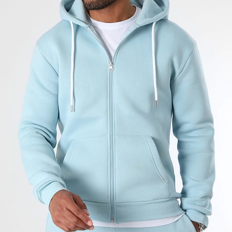 LBO - Sweat Zippé Capuche 3347 Bleu Clair