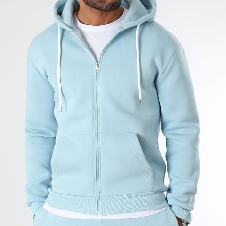LBO - Sweat Zippé Capuche 3347 Bleu Clair