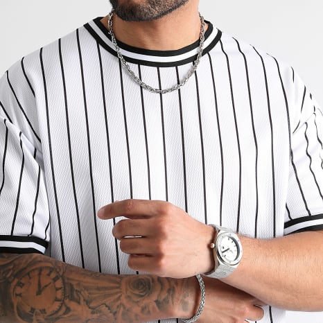 LBO - Camiseta béisbol rayas grande 0988 Blanco