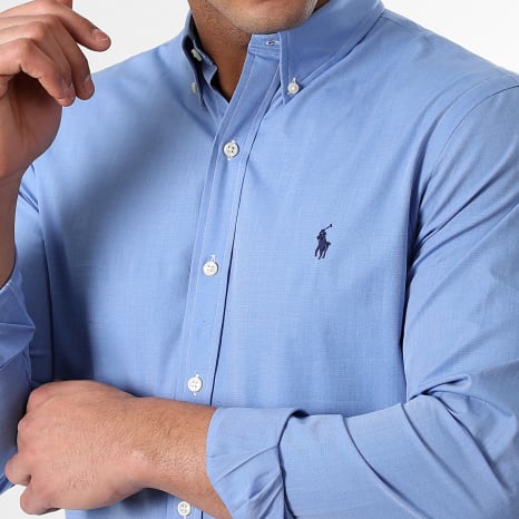 Polo Ralph Lauren - Camisa Manga Larga Slim Original Player Azul Claro