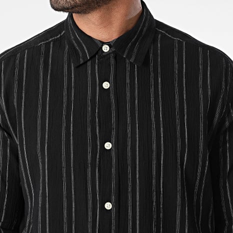 Only And Sons - Chemise Manches Longues A Rayures Sweet Noir