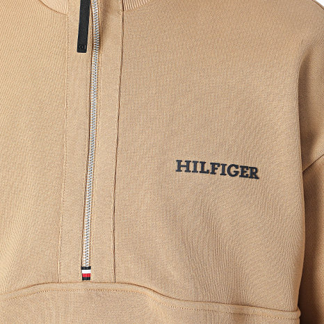 Tommy Hilfiger - Monotipo 4404 Camel Sudadera con cuello de cremallera Tommy Hilfiger - Monotipo 4404 Camel Sudadera con cuello de cremallera
