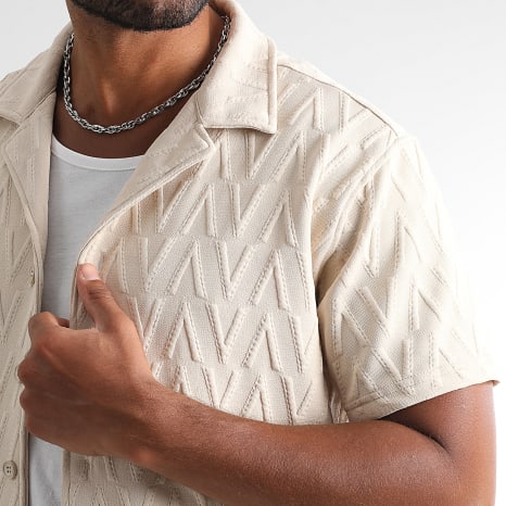 LBO - Conjunto Camisa de Manga Corta Y Pantalón Corto de chándal 0191 Beige