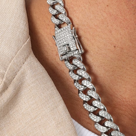 LBO - Collier Maille Cubain Strass 13mm Argenté