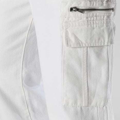 LBO - Baggy Cargo Pantalones de lona de algodón 0512 Blanco