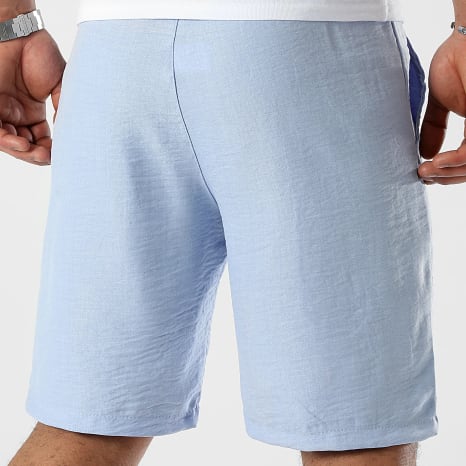 LBO - Pantalón Corto Chino Efecto Lino 1175 Azul Claro