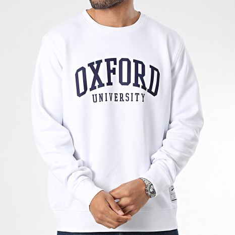 Classic Series - Sweat Crewneck Oxford Blanc Bleu Marine