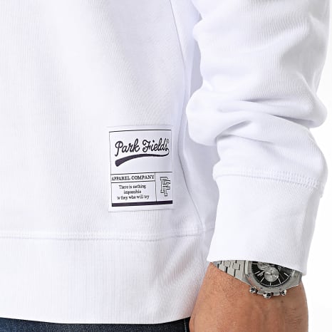 Classic Series - Sweat Crewneck Oxford Blanc Bleu Marine