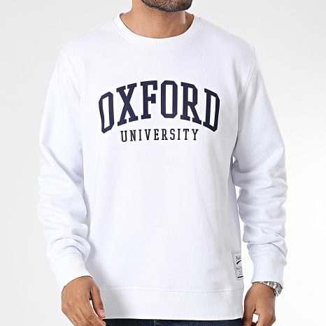 Classic Series - Sweat Crewneck Oxford Blanc Bleu Marine