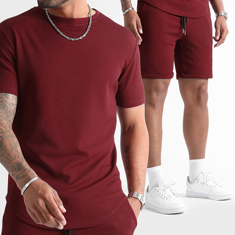 LBO - Ensemble Tee Shirt Oversize Et Short Jogging Texturé Waffle 1217 Bordeaux LBO - Ensemble Tee Shirt Oversize Et Short Jogging Texturé Waffle 1217 Bordeaux