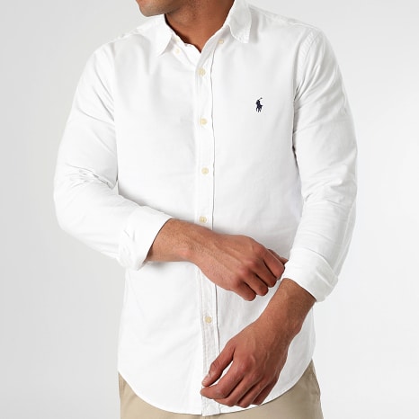 Polo Ralph Lauren - Chemise Manches Longues Slim Original Player Blanc