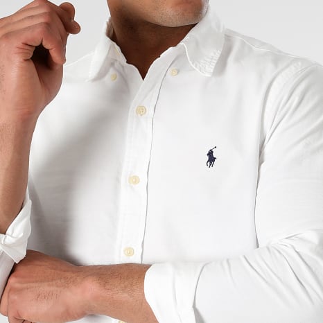 Polo Ralph Lauren - Chemise Manches Longues Slim Original Player Blanc