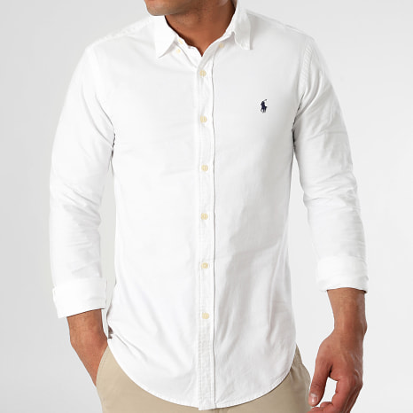 Polo Ralph Lauren - Chemise Manches Longues Slim Original Player Blanc