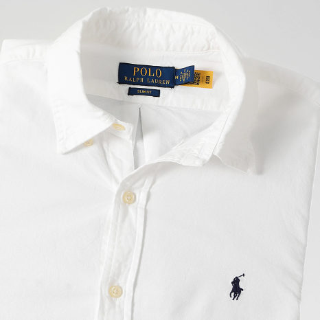 Polo Ralph Lauren - Chemise Manches Longues Slim Original Player Blanc