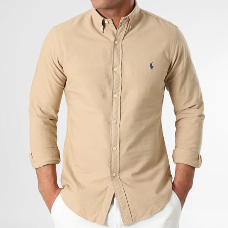 Polo Ralph Lauren - Camisa Manga Larga Slim Original Player Camel