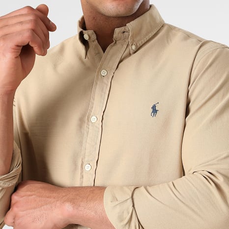Polo Ralph Lauren - Camisa Manga Larga Slim Original Player Camel