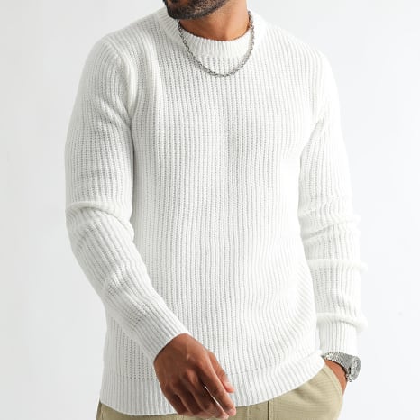 LBO - Sweater Crew Neck Chunky Knit 1273 White