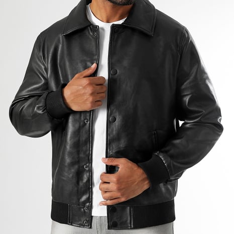 Essentials Project - Veste Simili Cuir 1162 Noir